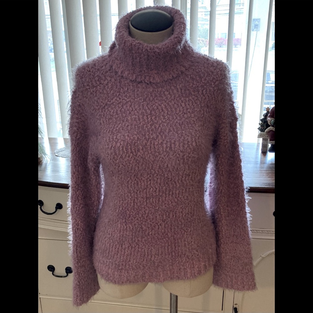 Abound Pink Turtleneck Sweater Bell Sleeves Small